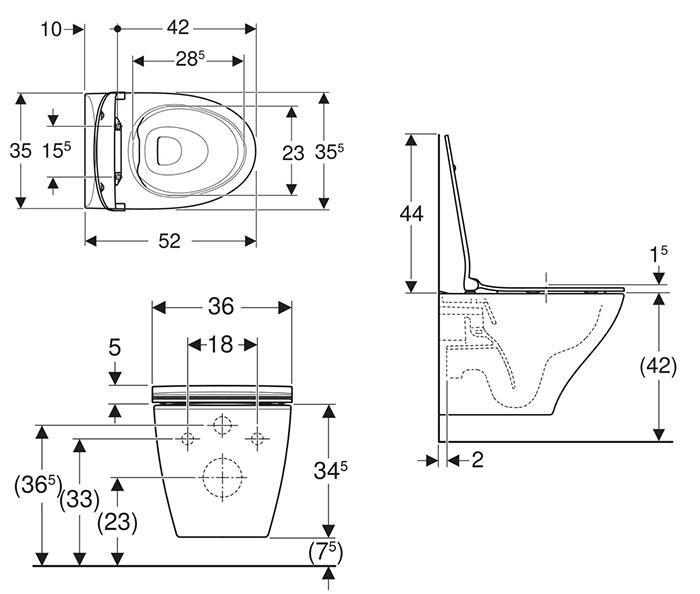 Ifö Spira Modern Rimless toiletpakke inkl. sæde m/SoftClose, cisterne og betjening i hvid