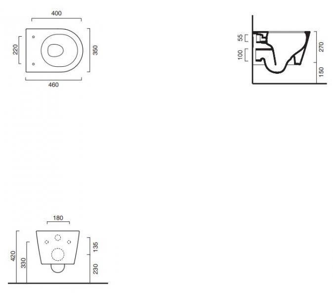 Catalano Zero newflush X-kompakt toiletpakke inkl. sæde m/softclose, mellem cisterne og kobber betjening