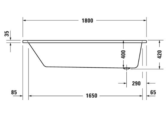 Duravit No.1 badekar t/indbygning - 180 x 80 - 1 ryglæn