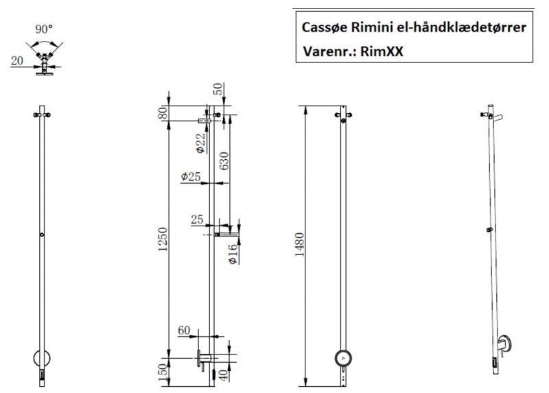 Cassøe Rimini håndklædetørrer - Børstet messing