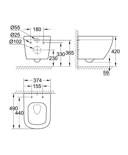 Grohe Euro kompakt toiletpakke inkl. Grohe mellem cisterne, hard graphite betjeningsplade og sæde m/soft-close