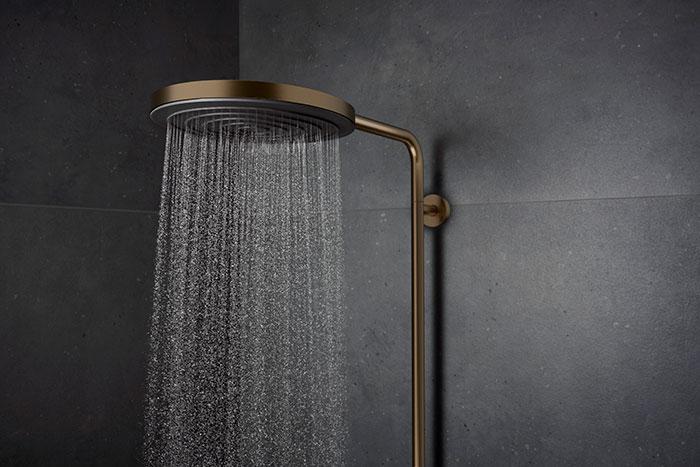 hansgrohe Pulsify S Puro 260 Showerpipe 1jet m/EcoSmart, EcoStat Fine og 3jet håndbruser - Børstet bronze