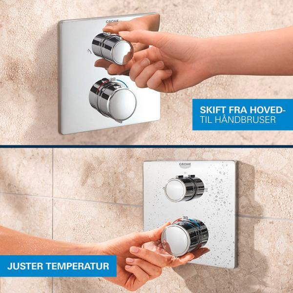 Grohe Quickfix Precision Cube 310 komplet brusesystem til indbygning - Krom