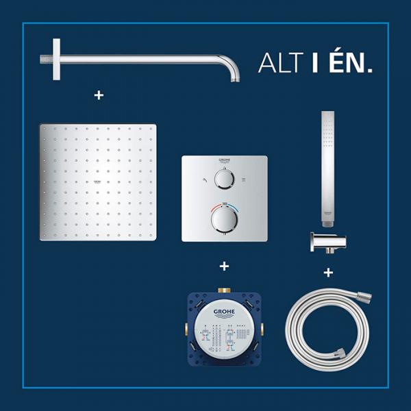 Grohe Quickfix Precision Cube 310 komplet brusesystem til indbygning - Krom