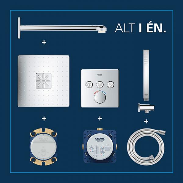 Grohe Precision SmartControl 310 komplet indbygget brusesystem m/SmartActive hovedbruser - Krom