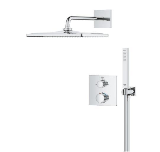 Grohe Quickfix Precision Cube 310 komplet brusesystem til indbygning - Krom